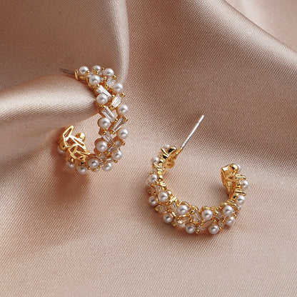 Retro Elegant Round Pearl Earrings-Jewearrings