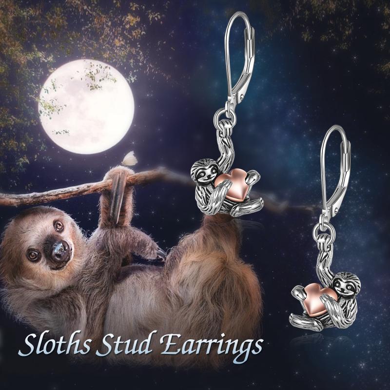 Sloth Leverback Dangle Drop Earrings Jewelry in Yellow Gold Plated Sterling Silver-Jewearrings