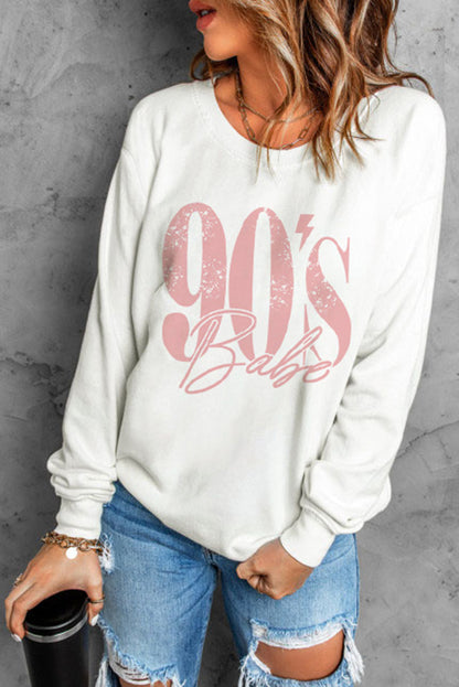 90's BABE Graphic Dropped Shoulder Sweatshirt-Jewearrings