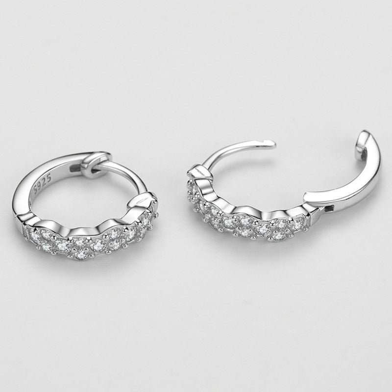 Women's S925 Silver Geometric Rhinestone Earrings-Jewearrings