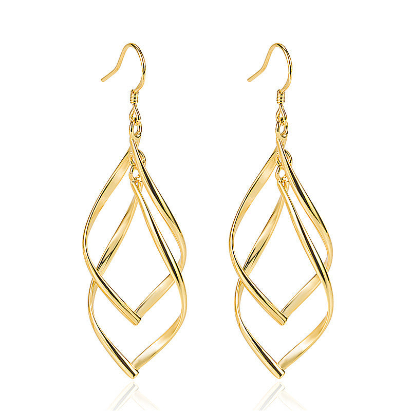 Simple Cross-border Accessories Gold-plated Double Ring Buckle Earrings-Jewearrings