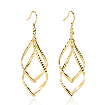 Simple Cross-border Accessories Gold-plated Double Ring Buckle Earrings-Jewearrings