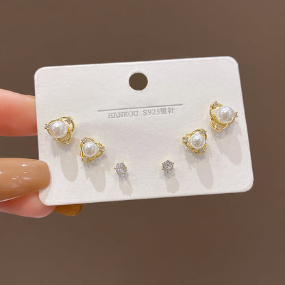 Women's Fashion Simple Silver Pin Earrings Set-Jewearrings