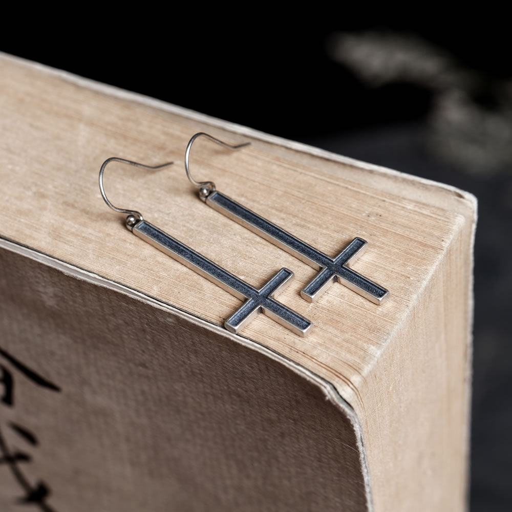 S925 Sterling Silver Gothic Earrings Cross-Jewearrings