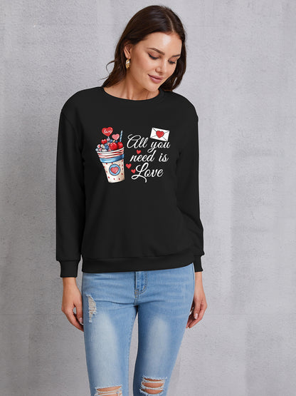 ALL YOU NEED IS LOVE Round Neck Sweatshirt-Jewearrings