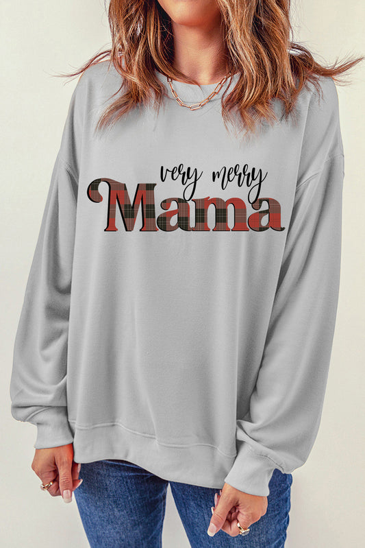 MAMA Round Neck Drop Shoulder Sweatshirt-Jewearrings