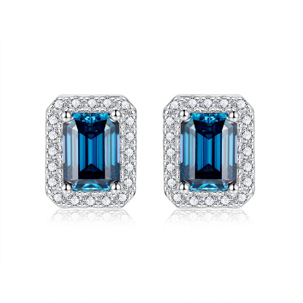 Women's Moissanite Emerald Cut Earrings-Jewearrings