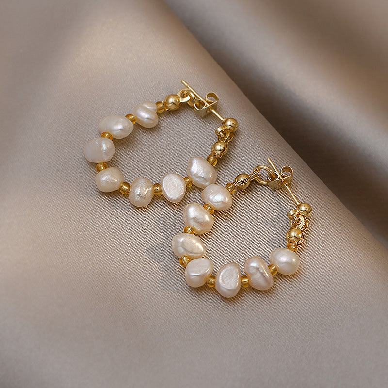 Women Fashion OL Baroque Pearl Earrings-Jewearrings