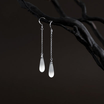 925 Sterling Silver Opal Drop Earrings-Jewearrings