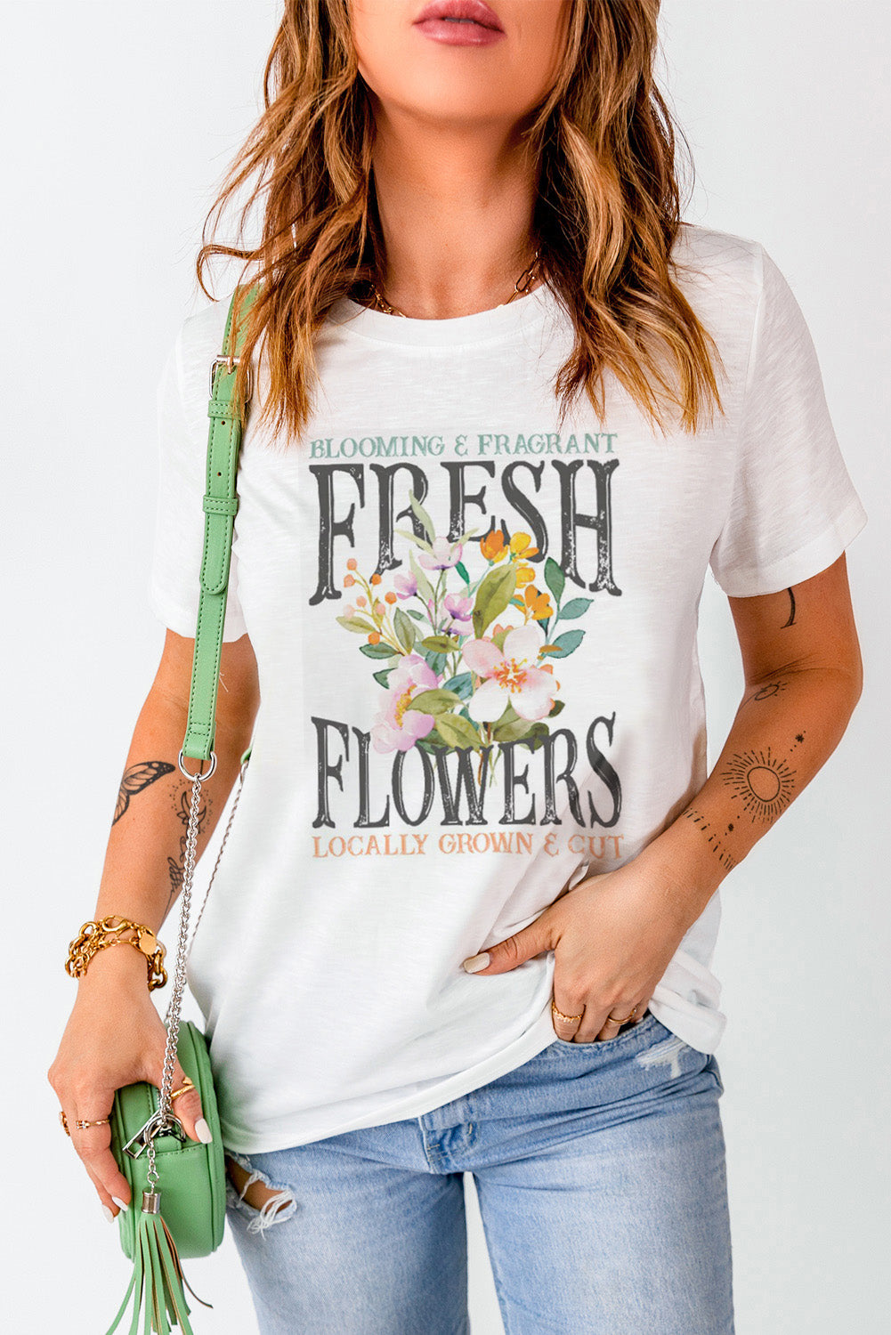 FRESH FLOWERS Round-Neck Tee-Jewearrings