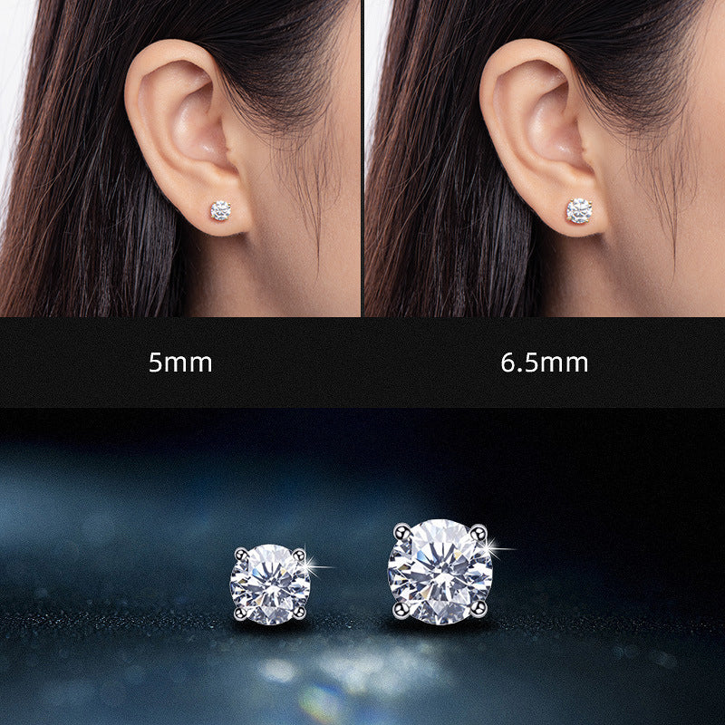 Stud Earrings 925 Sterling Silver 18 Gold Moissanite Stud Earrings-Jewearrings