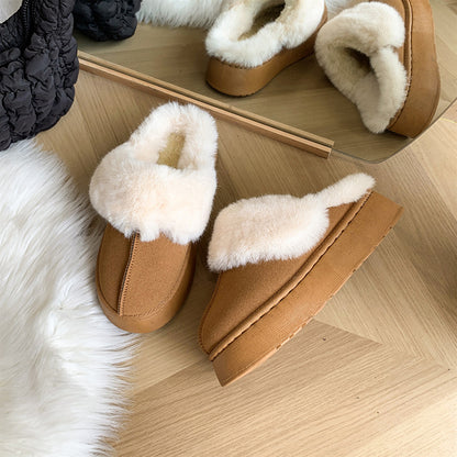 Furry Chunky Platform Slippers-Jewearrings