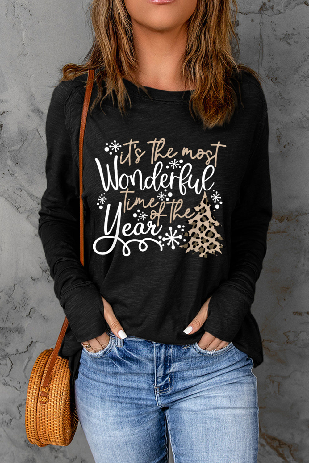 Slogan Graphic Long Sleeve T-Shirt-Jewearrings