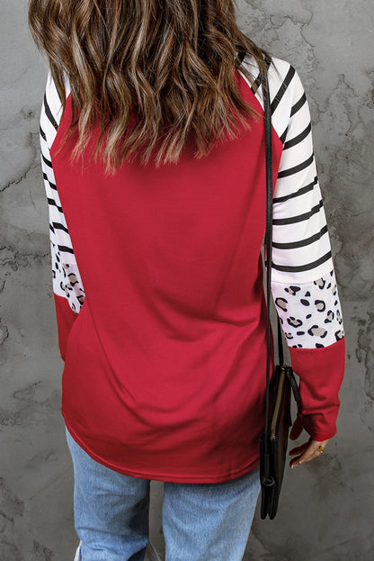 Heart Striped Raglan Sleeve T-Shirt-Jewearrings