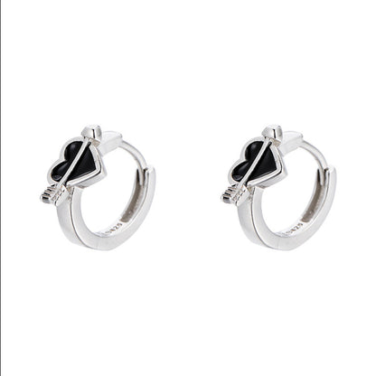 Black Love Ear Clip Earrings-Jewearrings