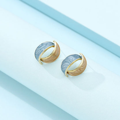 Simple Forest Gold Earrings With Diamonds-Jewearrings