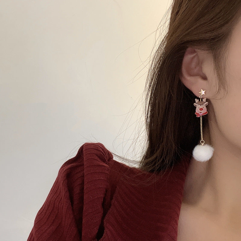 S925 Silver Pin Japanese And Korean Style Christmas Earrings-Jewearrings