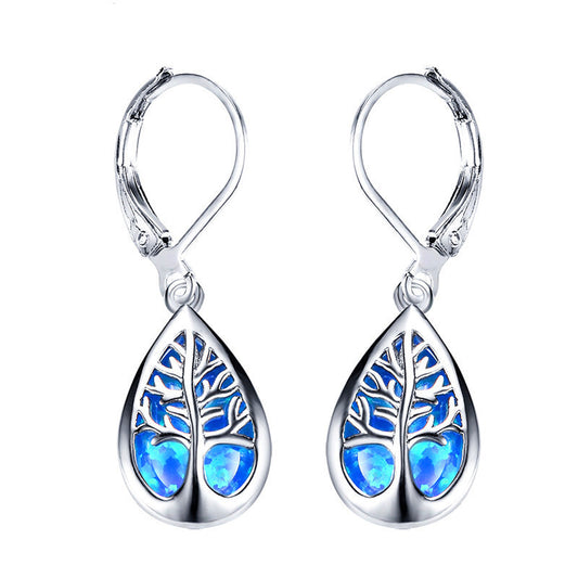 925 Sterling Silver Life Tree Dangle Earrings jewelry-Jewearrings