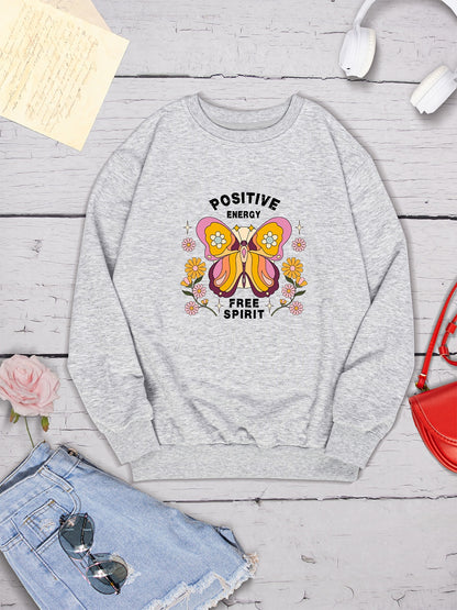 Butterfly Graphic Dropped Shoulder Sweatshirt-Jewearrings