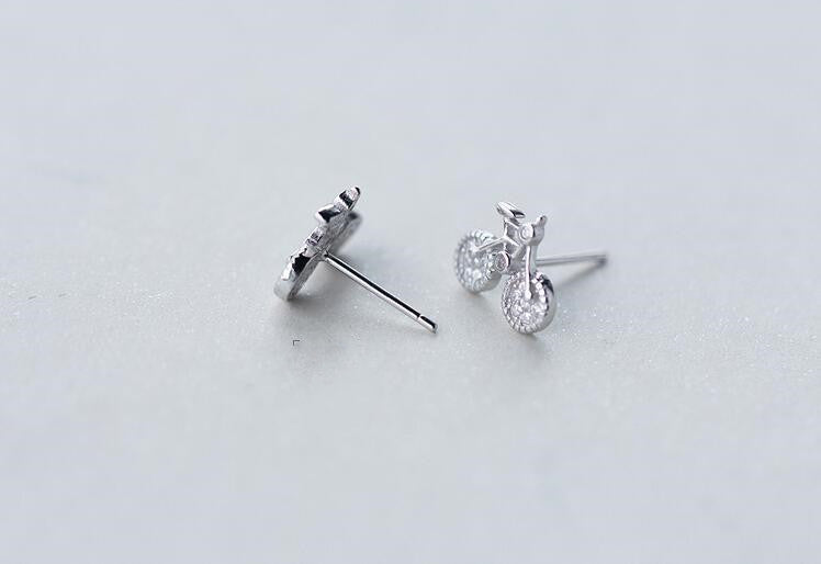 925 Sterling Silver Bicycle Earrings Women's Korean Version-Jewearrings