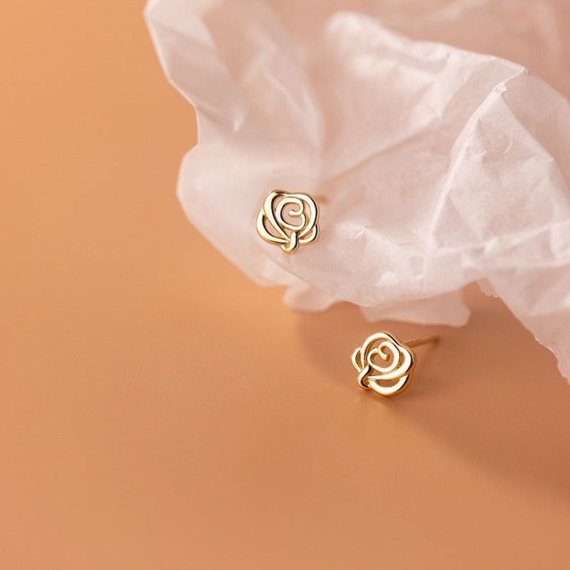 Silver Gift Giving Petite Rose Stud Earrings-Jewearrings