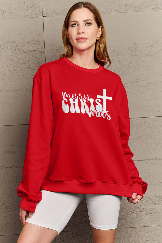 Simply Love Full Size MERRY CHRISTMAS Long Sleeve Sweatshirt-Jewearrings