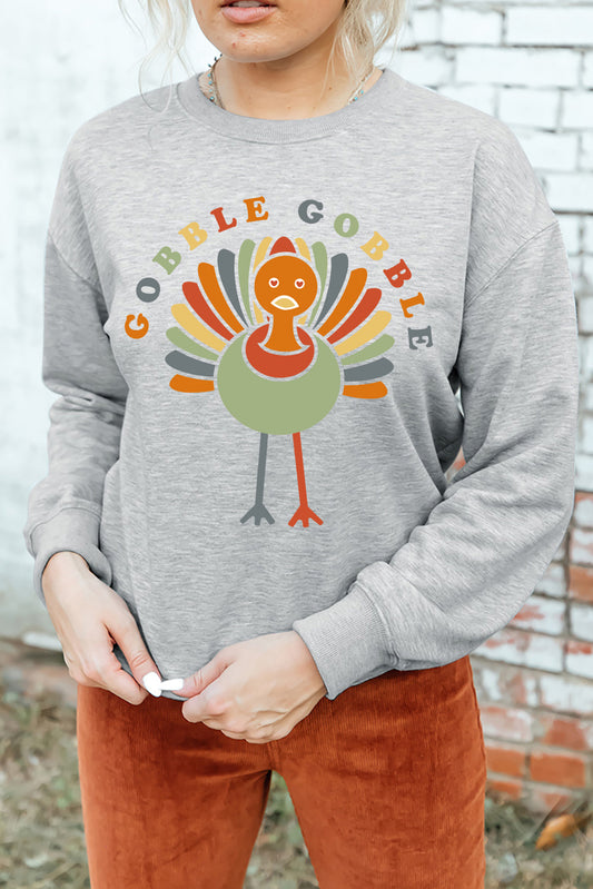 GOBBLE GOBBLE Graphic Long Sleeve Sweater-Jewearrings