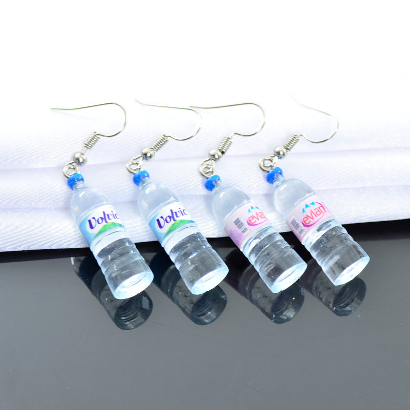 Vivid Little Mineral Water Bottle Pendant Silver Color Dangle Earrings Drop Earrings for Women-Jewearrings