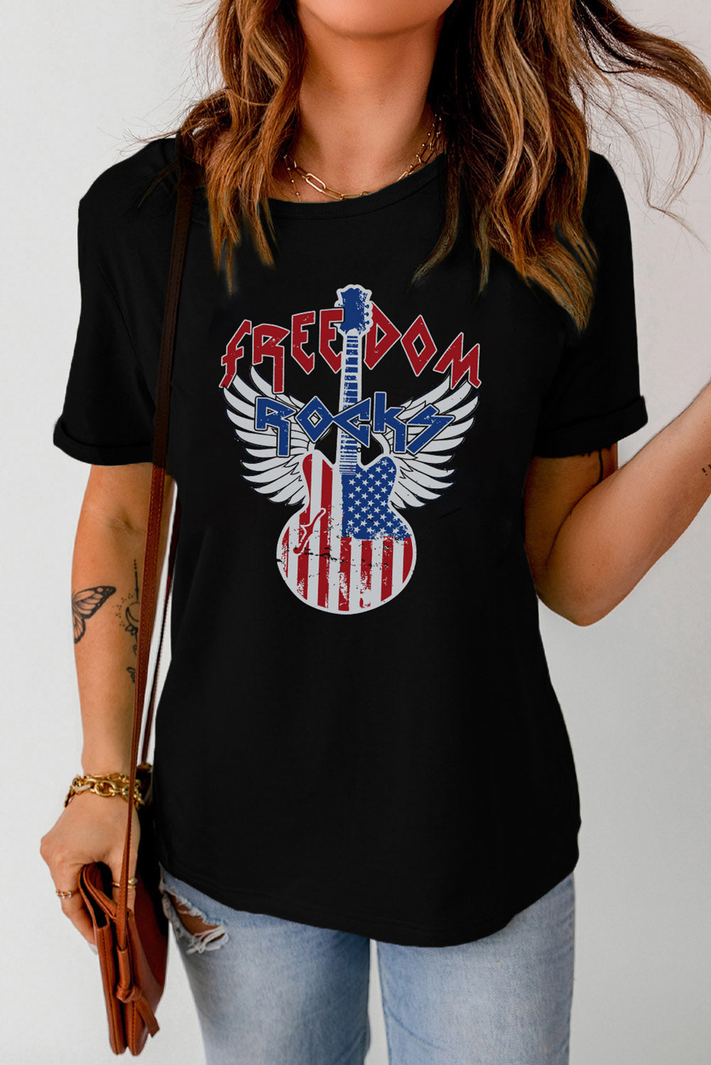 FREEDOM ROCKY Graphic Short Sleeve Tee-Jewearrings