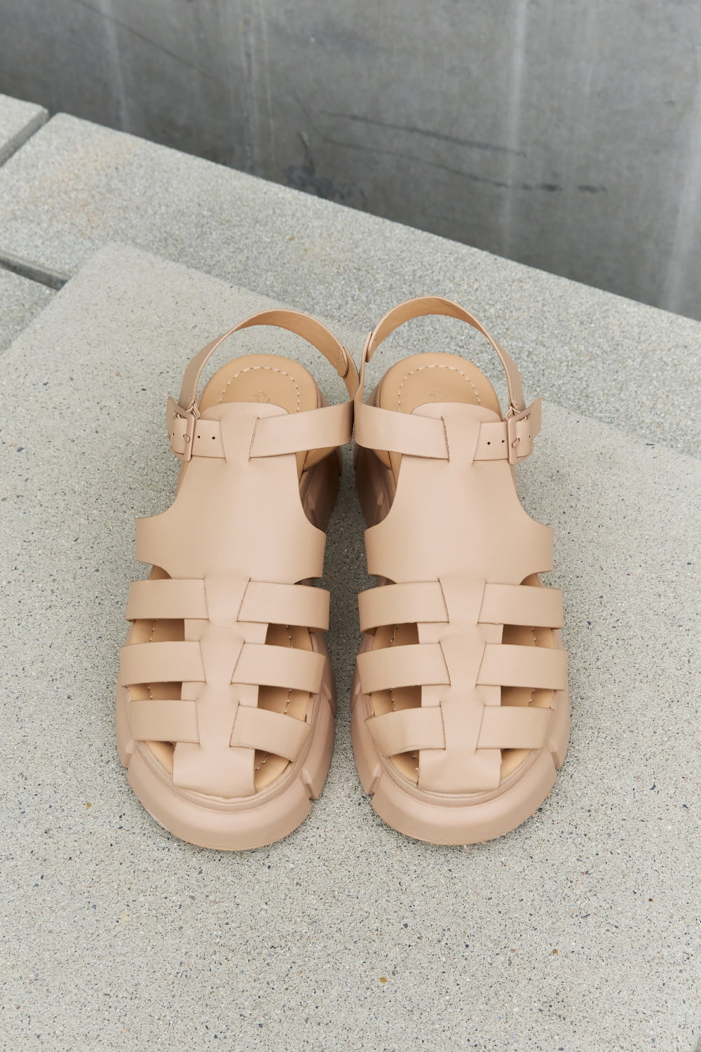 Qupid Platform Cage Stap Sandal in Tan-Jewearrings