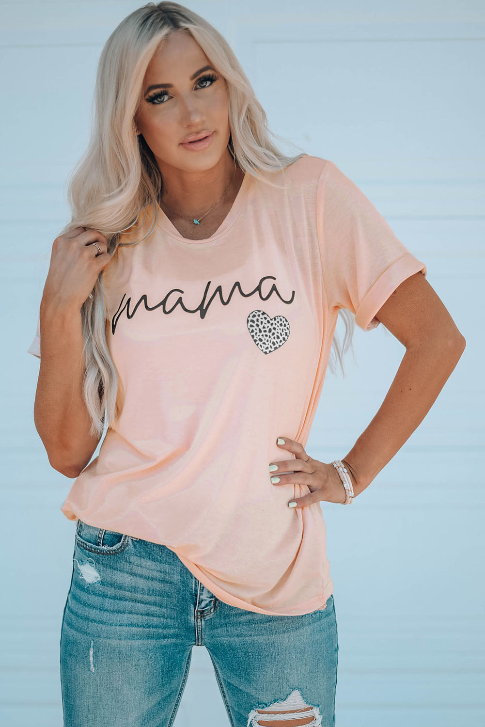 MAMA Heart Graphic Tee Shirt-Jewearrings