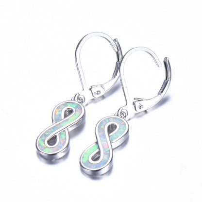 White Opal Figure 8 Earrings-Jewearrings