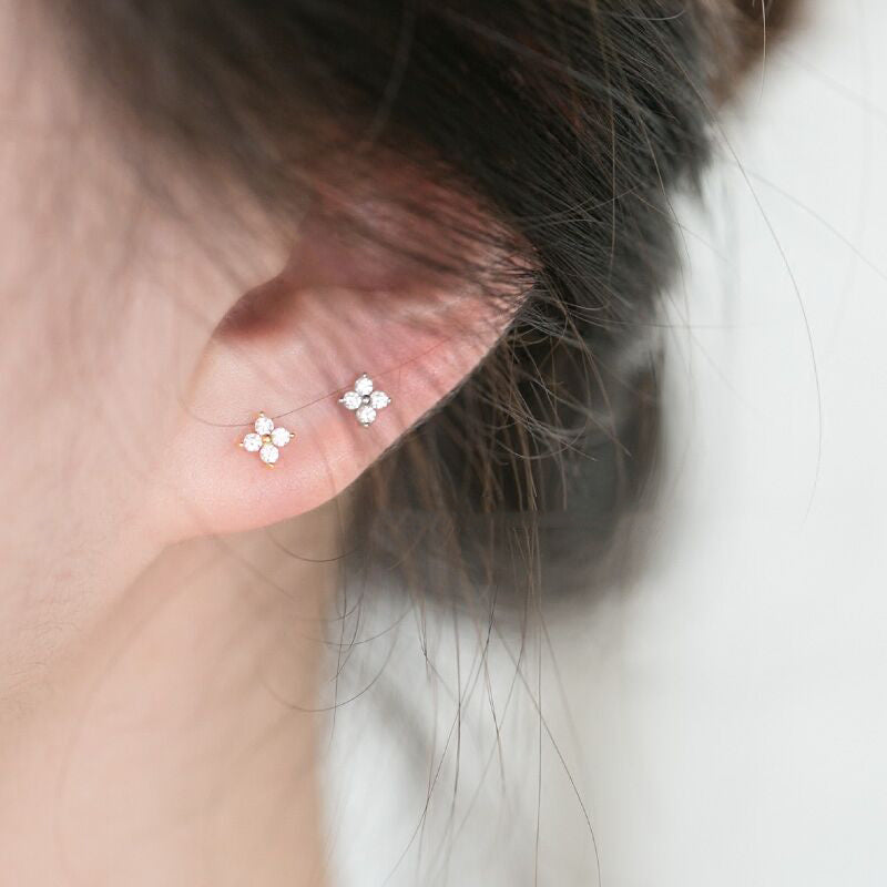 Women's Korean Style Silver Flower Earrings-Jewearrings