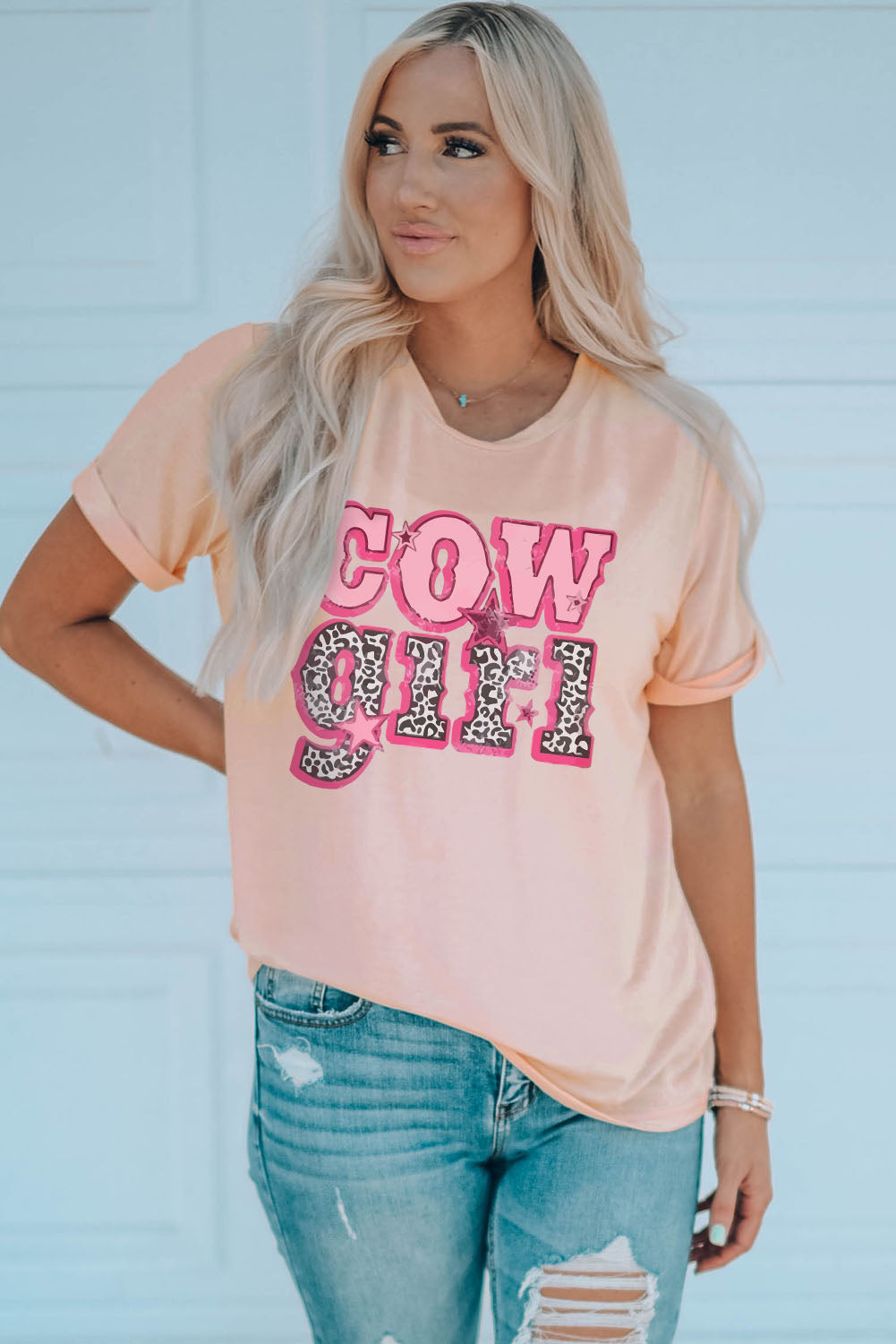 COWGIRL Graphic Cuffed Tee-Jewearrings