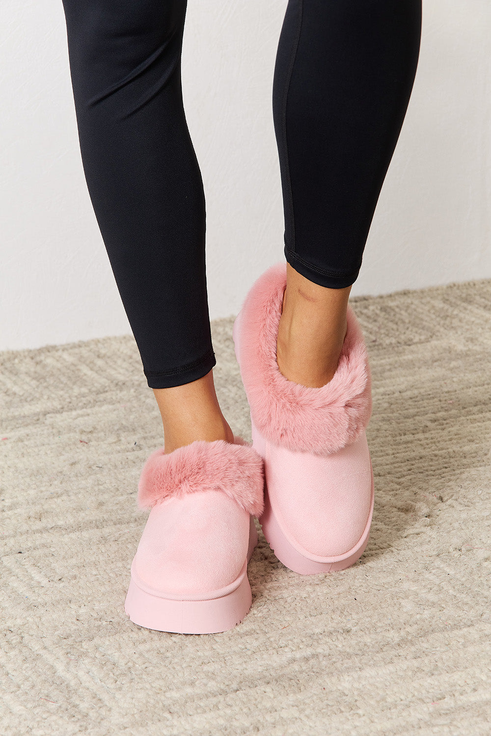 Legend Footwear Furry Chunky Platform Ankle Boots-Jewearrings