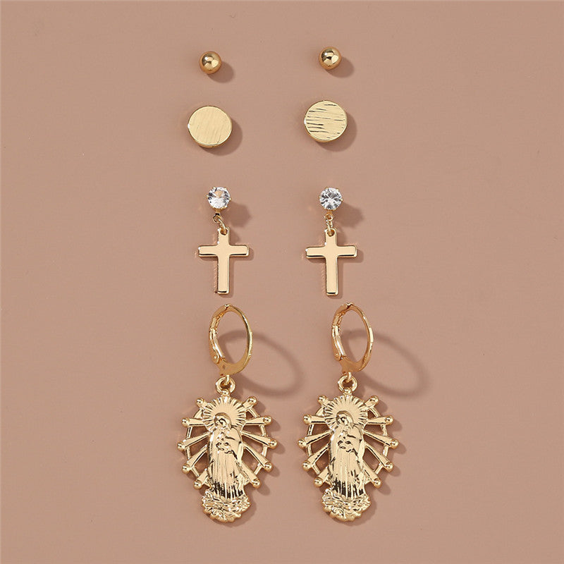 Metal Vintage Cross Character Earrings Earrings-Jewearrings