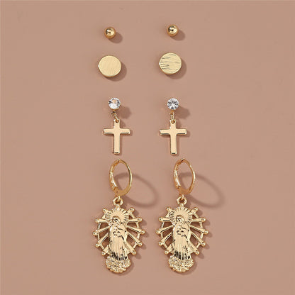 Metal Vintage Cross Character Earrings Earrings-Jewearrings