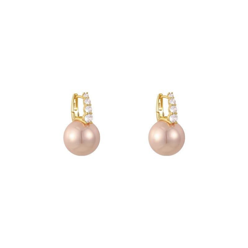 Micro Inlaid Zircon Pearl Earrings-Jewearrings