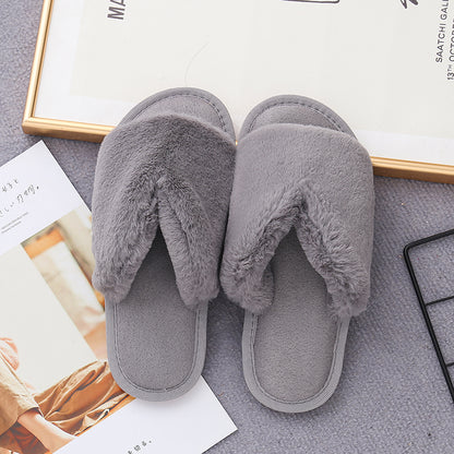 Faux Fur Open Toe Slippers-Jewearrings