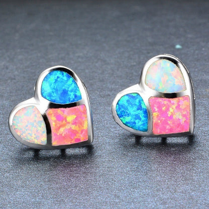 Opal Tricolor Stud Earrings-Jewearrings