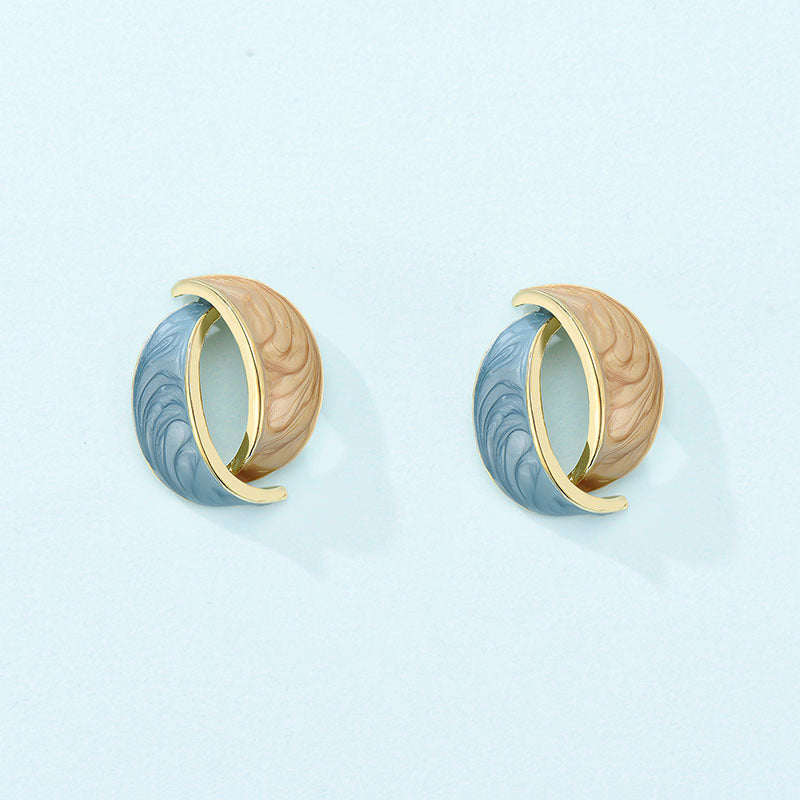 Simple Forest Gold Earrings With Diamonds-Jewearrings