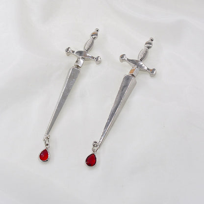 Diablo female cross personalized sword earrings-Jewearrings