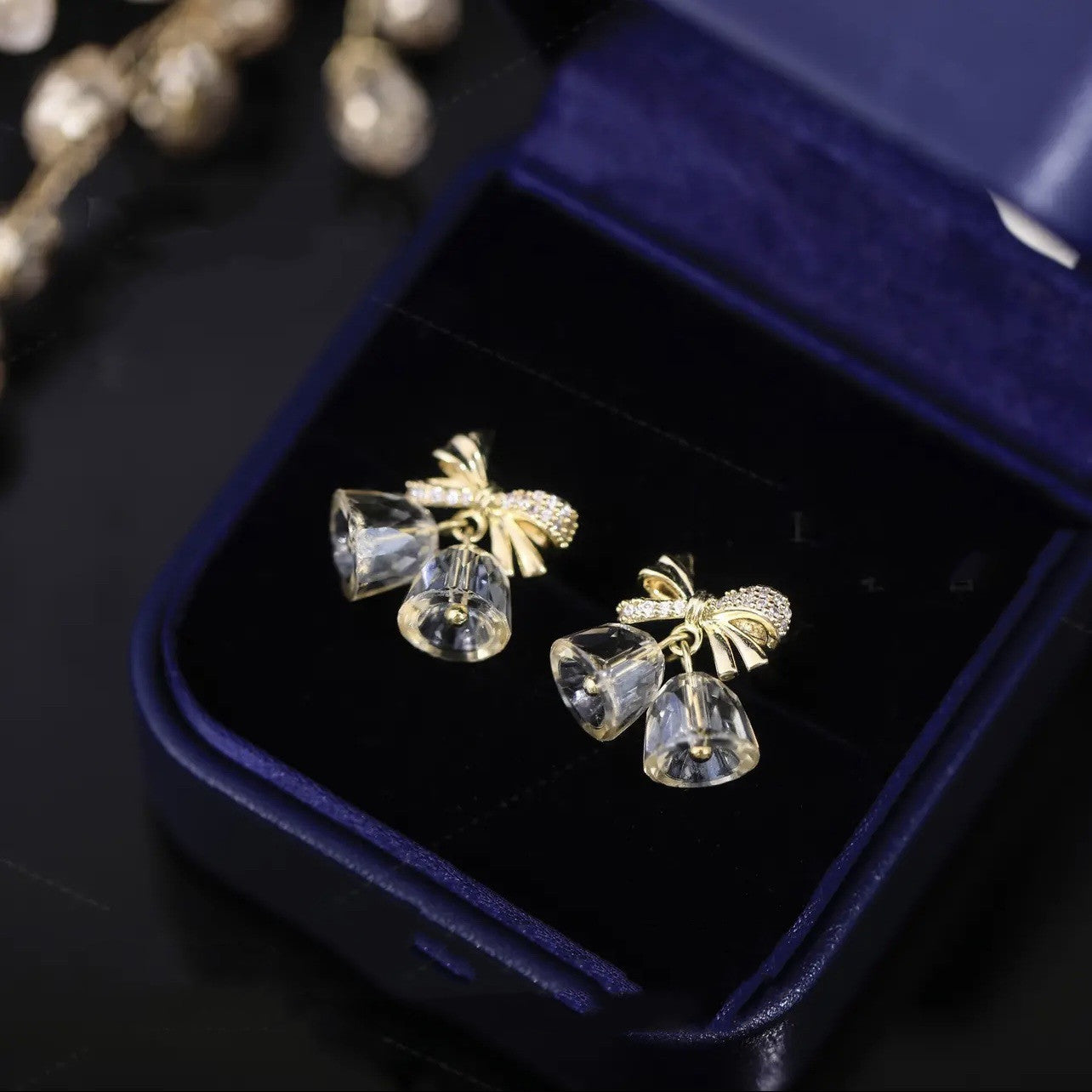 Sweet And Cute Bow Bell S925 Silver Stud Earrings-Jewearrings