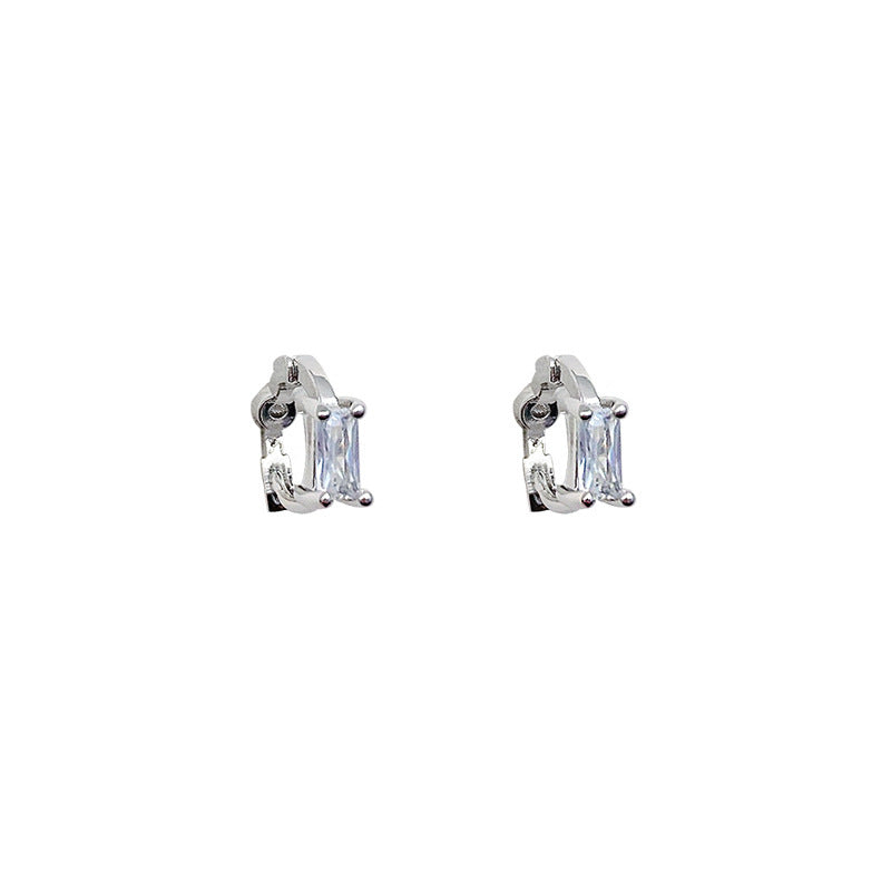 Small And Simple Metal Ear Ring Pearl Zircon Earrings-Jewearrings