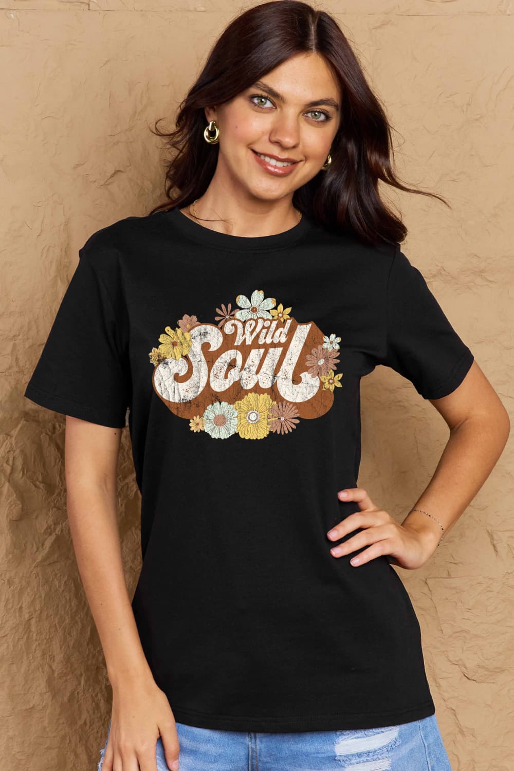 Simply Love Full Size WILD SOUL Graphic Cotton T-Shirt-Jewearrings