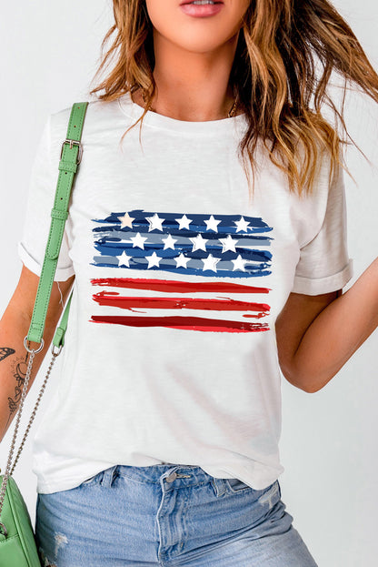 US Flag Graphic Round Neck Tee-Jewearrings