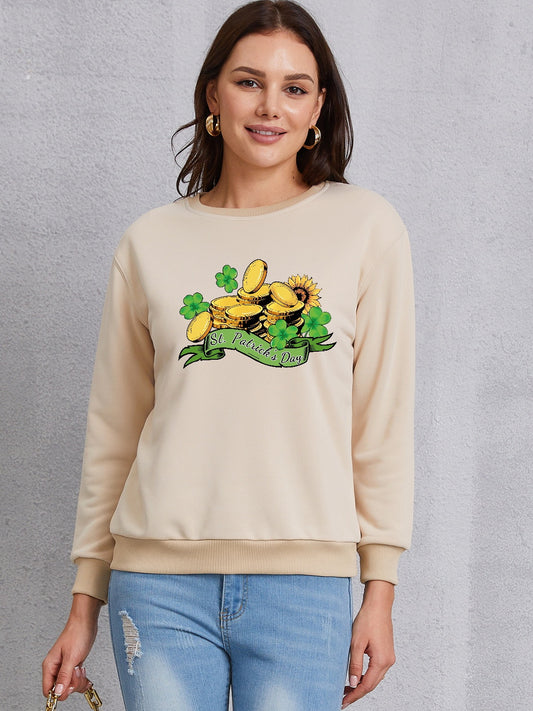 ST. PATRICK'S DAY Graphic Round Neck Sweatshirt-Jewearrings