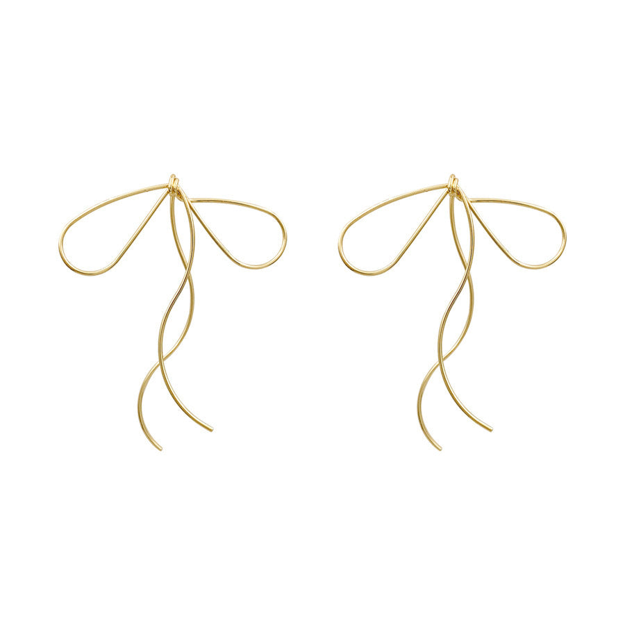 Personality tassel line bow earrings-Jewearrings