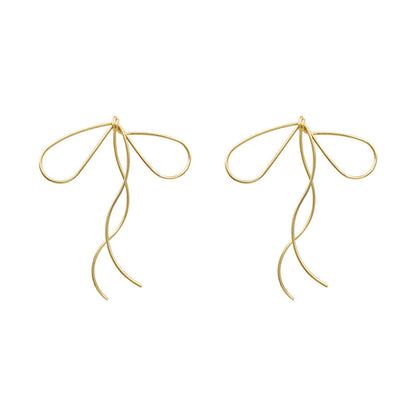 Personality tassel line bow earrings-Jewearrings