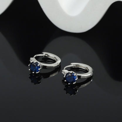 S925 Sterling Silver Ocean Heart Ear Buckle Zircon Earrings-Jewearrings